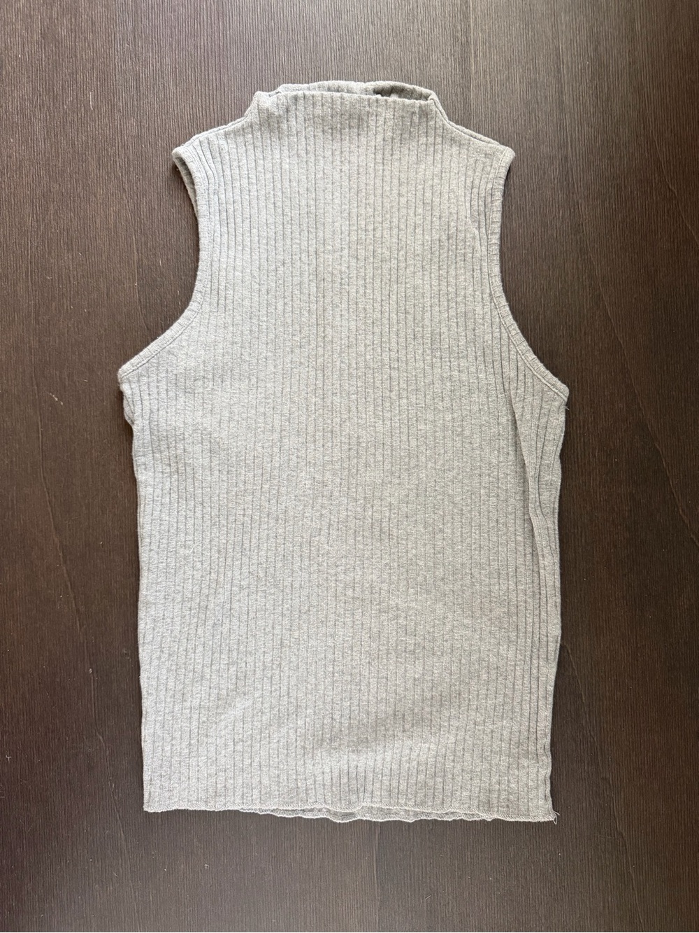 Zara Ribbed Sleeveless Mock Neck Tank - Light Gray